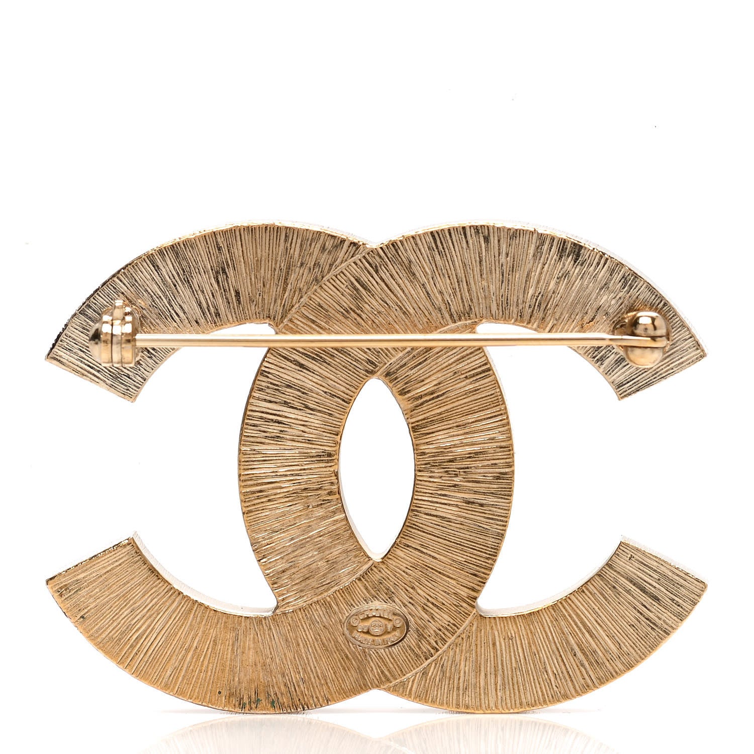 Chanel Metal Quilted CC Brooch Silver Gold 3 of 5