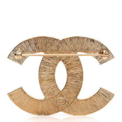 Chanel Metal Quilted CC Brooch Silver Gold 3 of 5