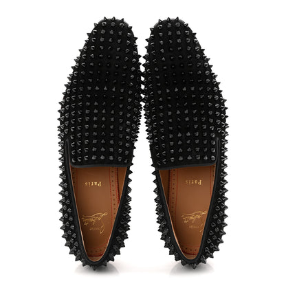 Christian Louboutin Veau Velours Spikes Mens Dandelion Flat Loafers 42.5 Black 2 of 9