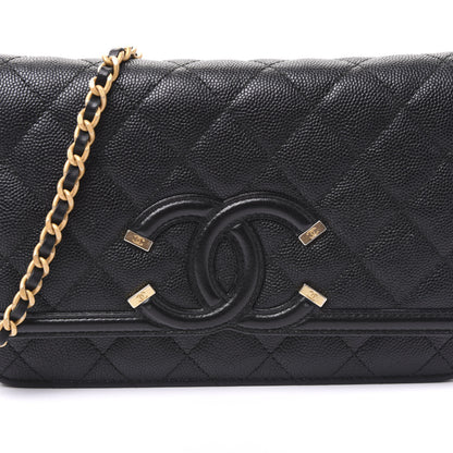 Chanel Caviar Quilted CC Filigree Wallet On Chain WOC Black 8 of 8