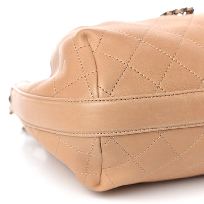 Chanel Calfskin Quilted Drawstring CC Medium Hobo Beige 9 of 16