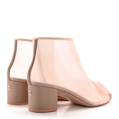 Chanel Mesh Grosgrain Camellia Short Boots 40.5 Pink Beige 4 of 10