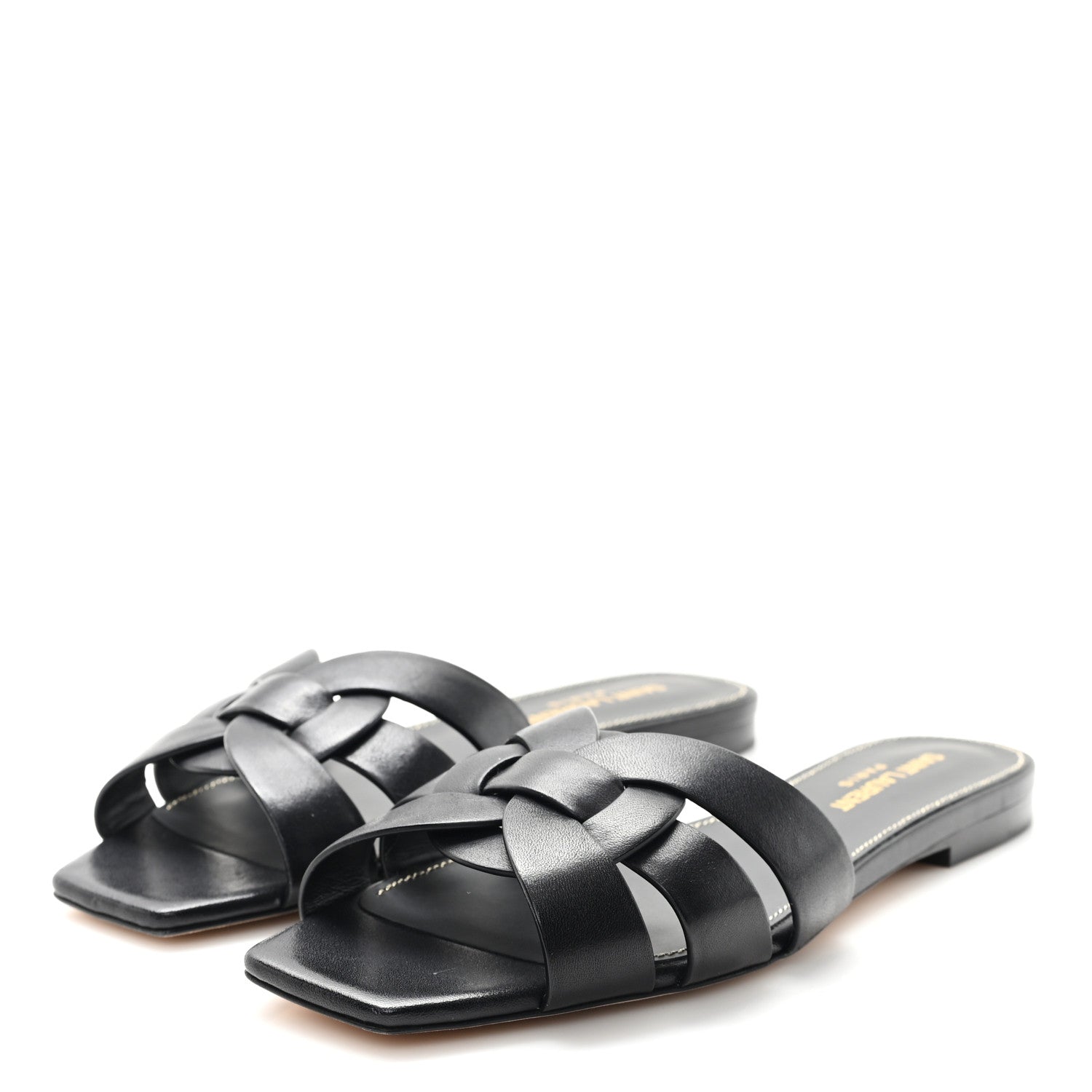 Saint Laurent Calfskin Tribute 05 Slide Sandals 36.5 Black 4 of 11