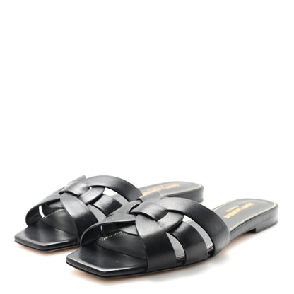 Saint Laurent Calfskin Tribute 05 Slide Sandals 36.5 Black 4 of 11