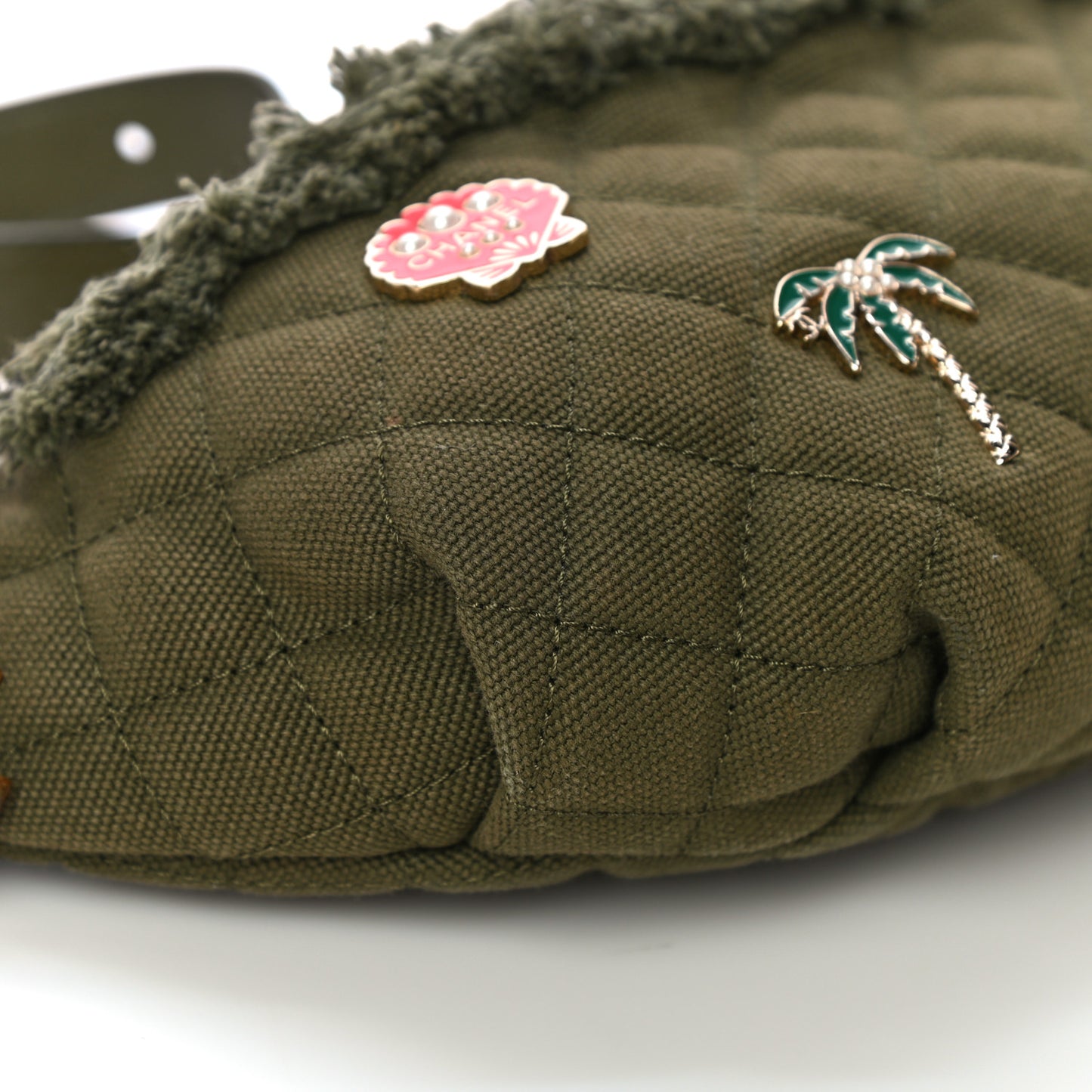Canvas Lambskin Quilted Coco Cuba Charms Waist Bag Khaki