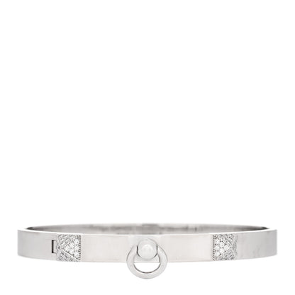 Hermes 18K White Gold Diamond PM Collier De Chien Bracelet SH 1 of 4