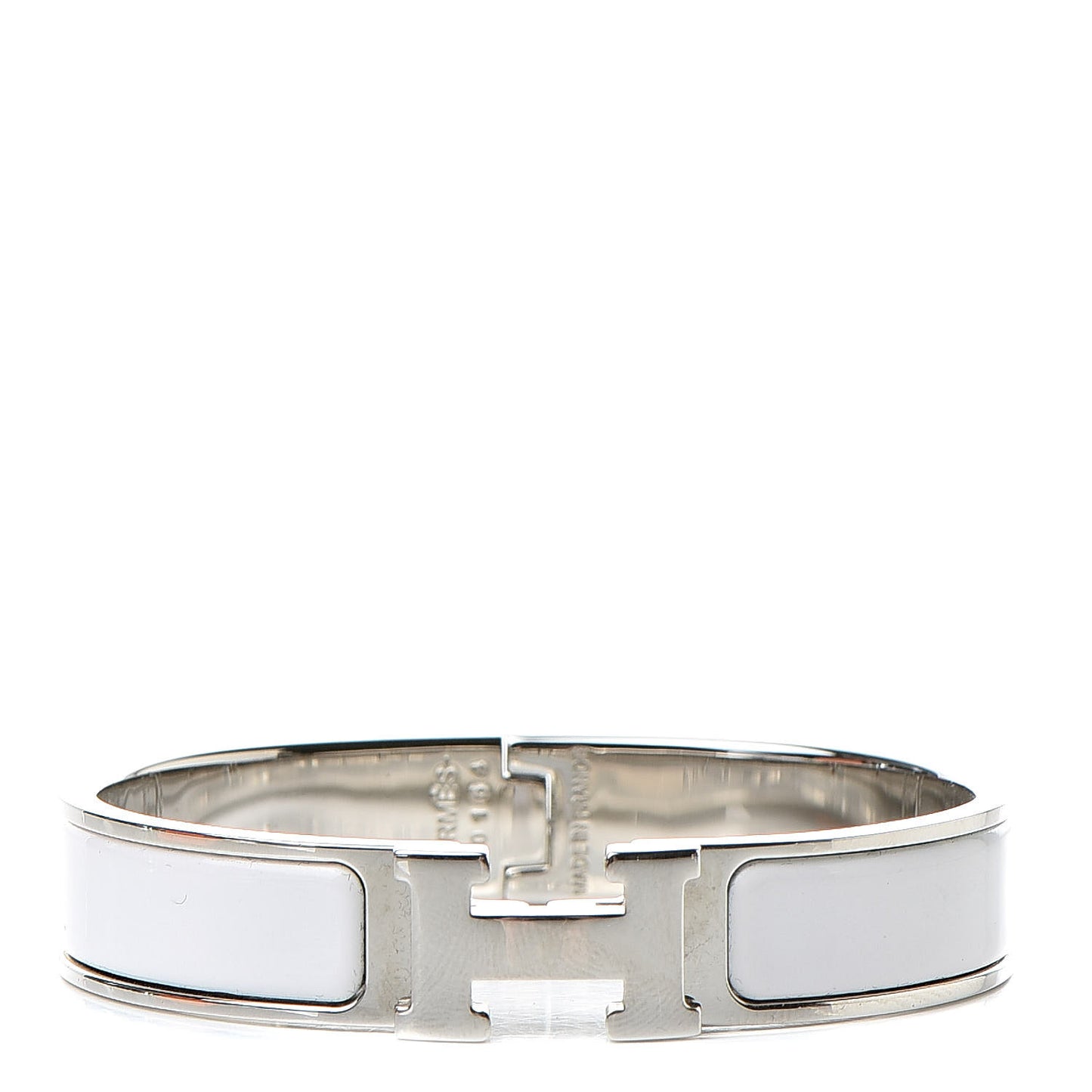 Enamel Narrow Clic Clac H Bracelet PM White