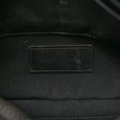 Saint Laurent Calfskin Crocodile Embossed Monogram Zip Pouch Black 6 of 7