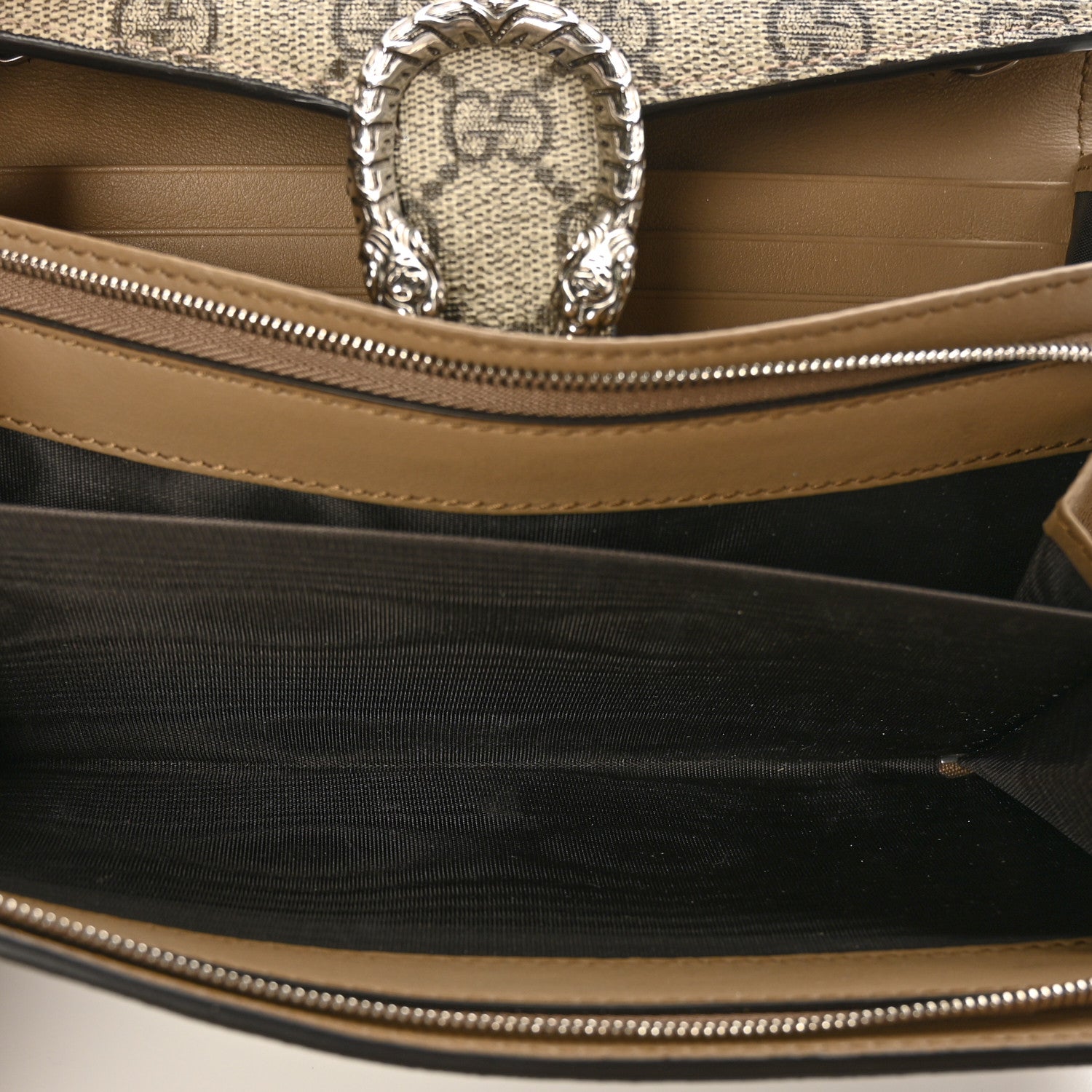Gucci GG Supreme Monogram Dionysus Chain Clutch Wallet Beige Taupe 5 of 6