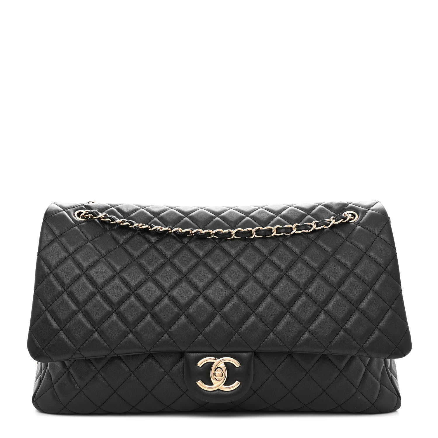 Chanel Metallized Calfskin Quilted XXL Travel Flap Bag Black 1 of 10