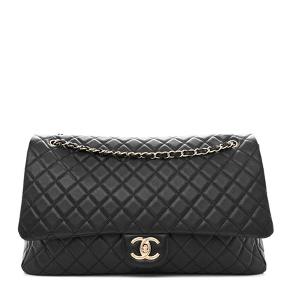 Chanel Metallized Calfskin Quilted XXL Travel Flap Bag Black 1 of 10