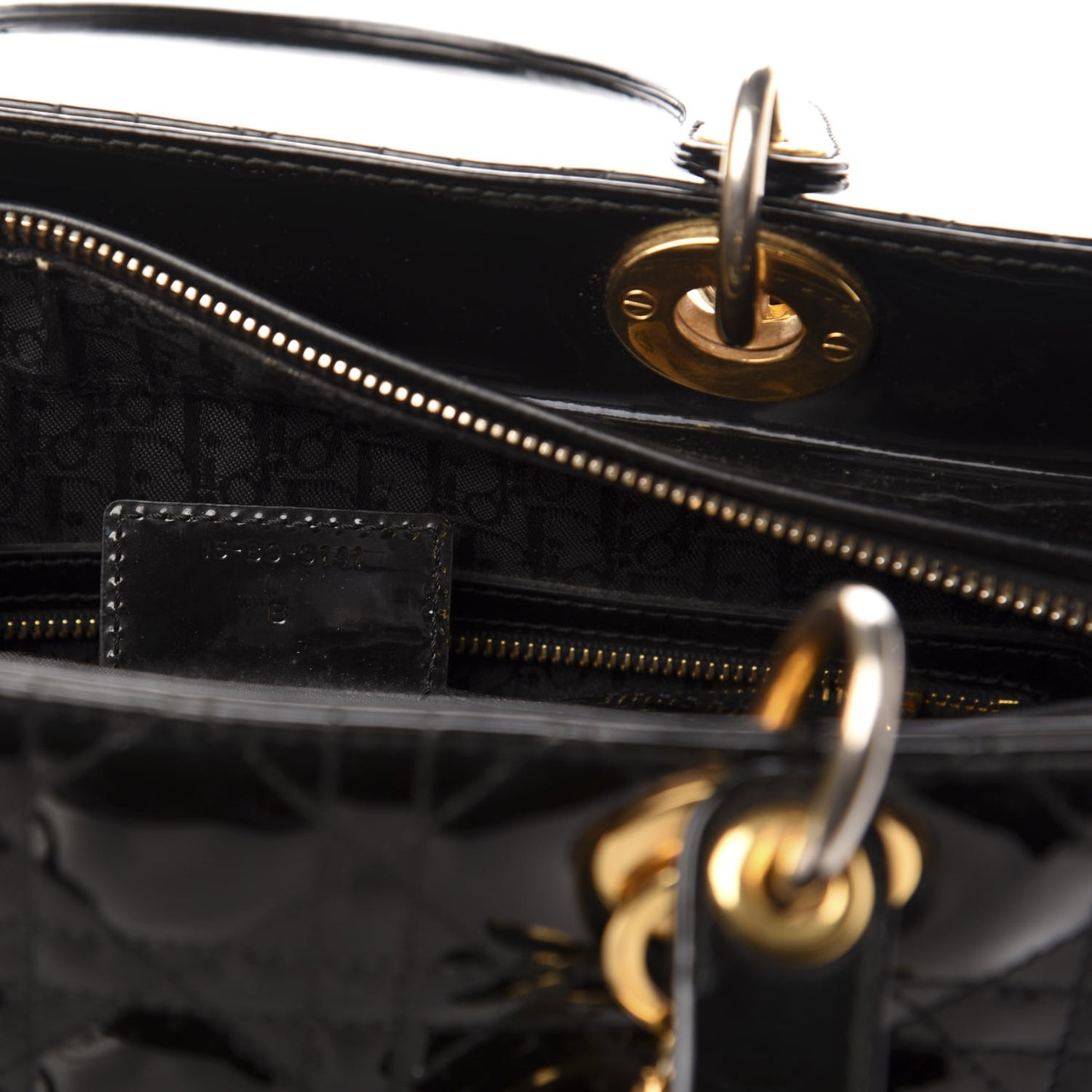 Patent Cannage Large Lady Dior Black