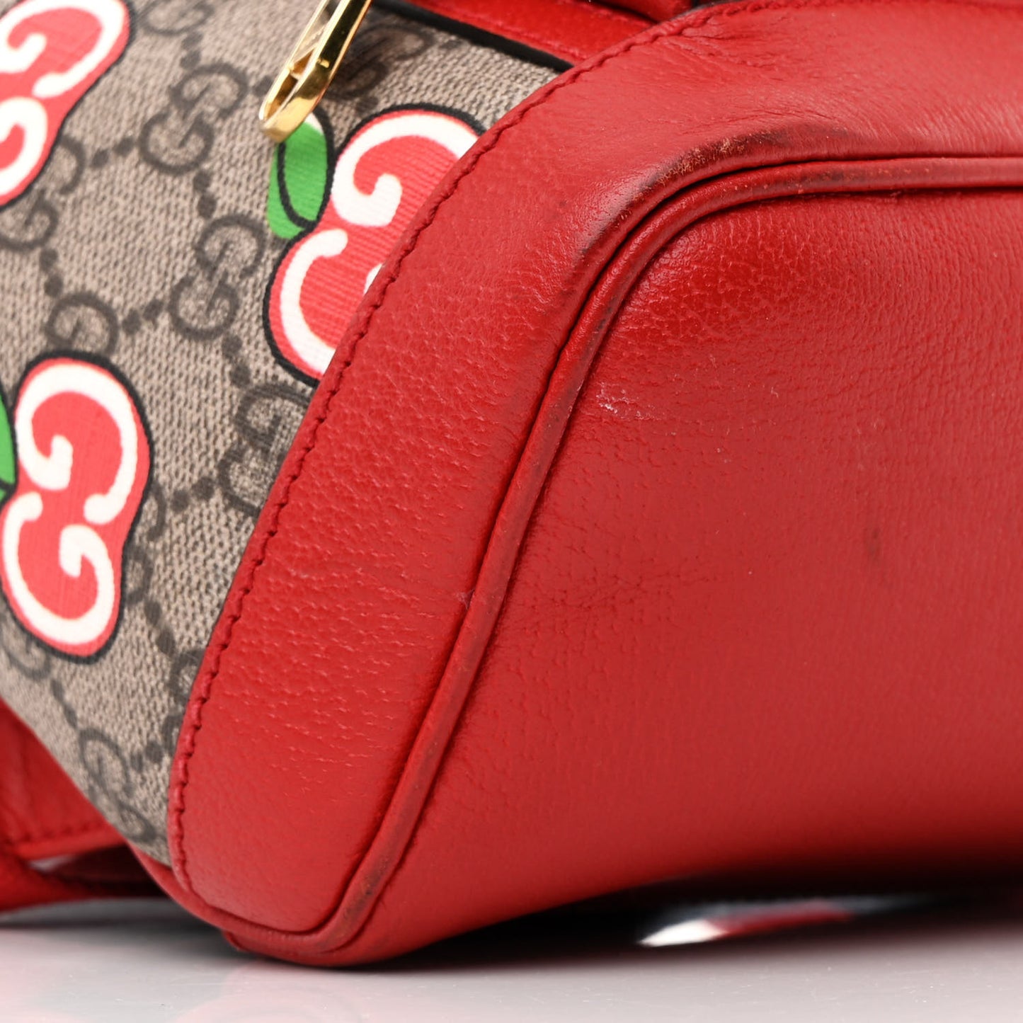 GG Supreme Monogram Apple Small Retro Interlocking G Day Backpack Beige Multicolor Lobster Red