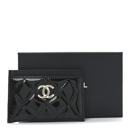 Chanel Patent Calfskin Quilted Card Holder Black 9 of 9