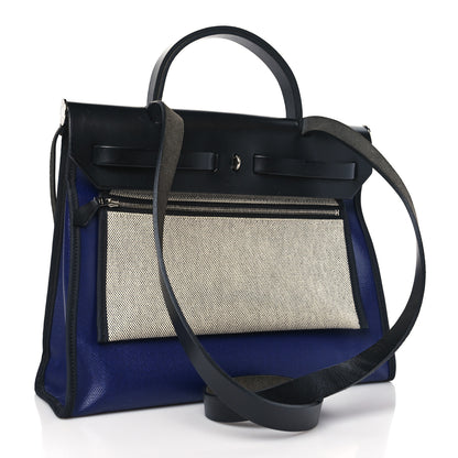 Hermes Toile H Berline Vache Hunter Herbag Zip PM 31 Bleu Encre Black 4 of 10