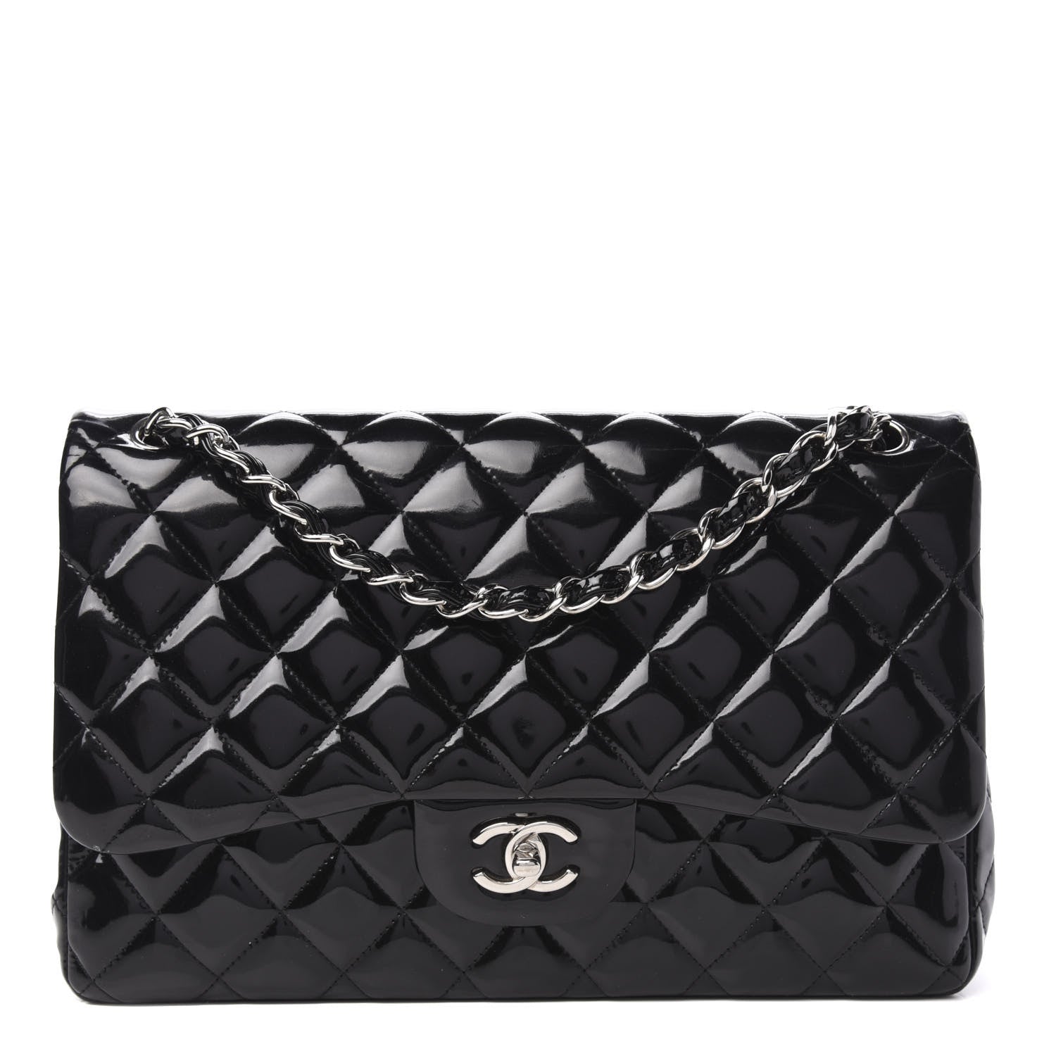 Chanel Patent Quilted Jumbo Double Flap Black 1 of 11