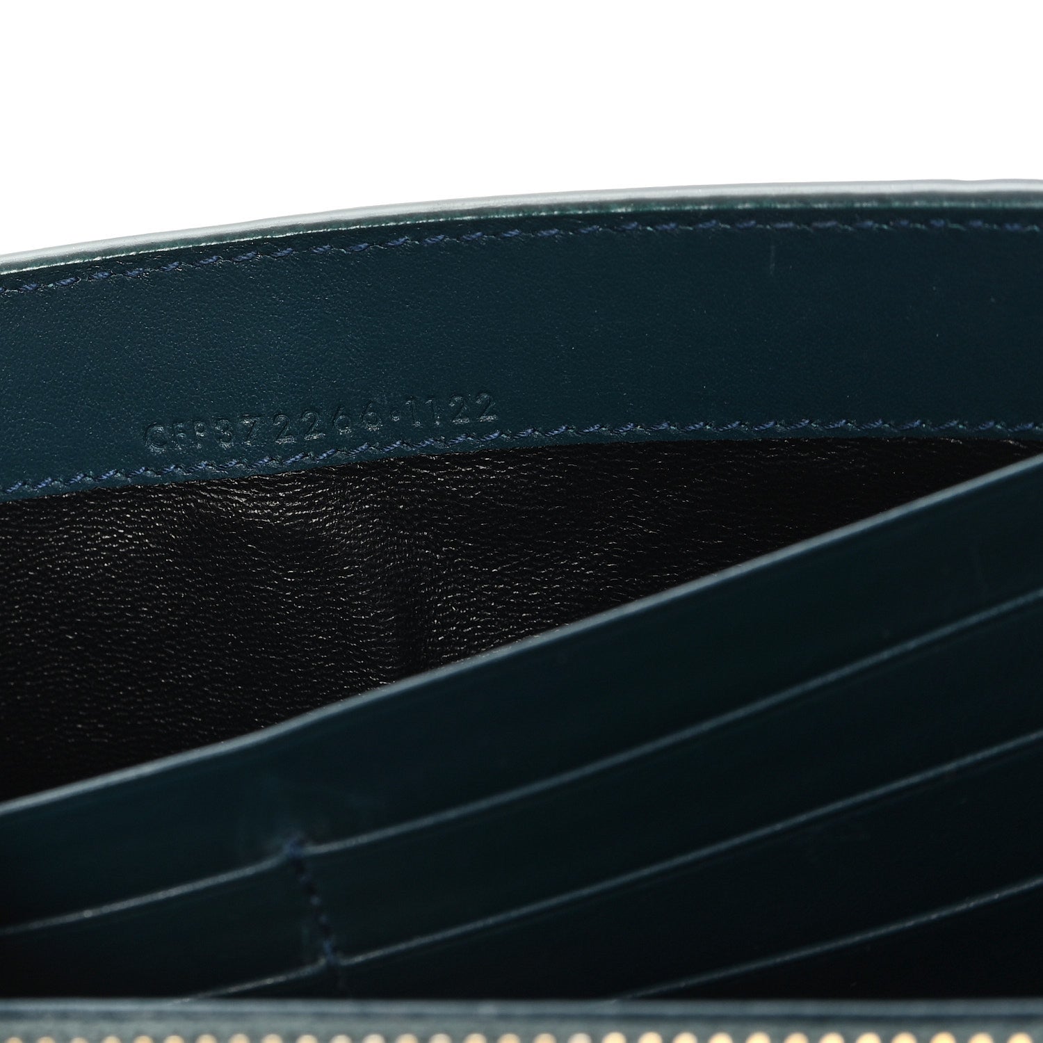 Saint Laurent Calfskin Crocodile Embossed Large Monogram Flap Wallet Green 7 of 7
