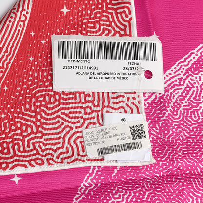 Hermes Silk Clair De Lune Double Face Scarf 90 Rose Vif White Rouge 8 of 8