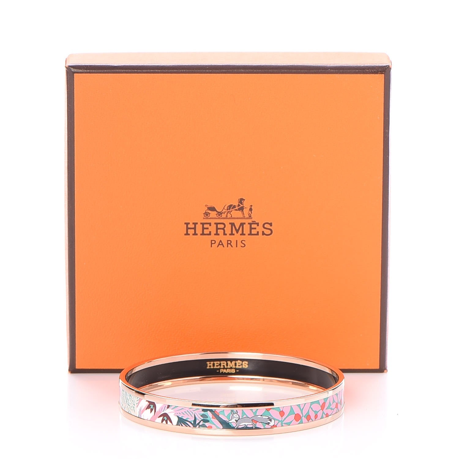 Hermes Enamel Dans un Jardin Anglais Printed Bracelet 62 Baroque 5 of 5