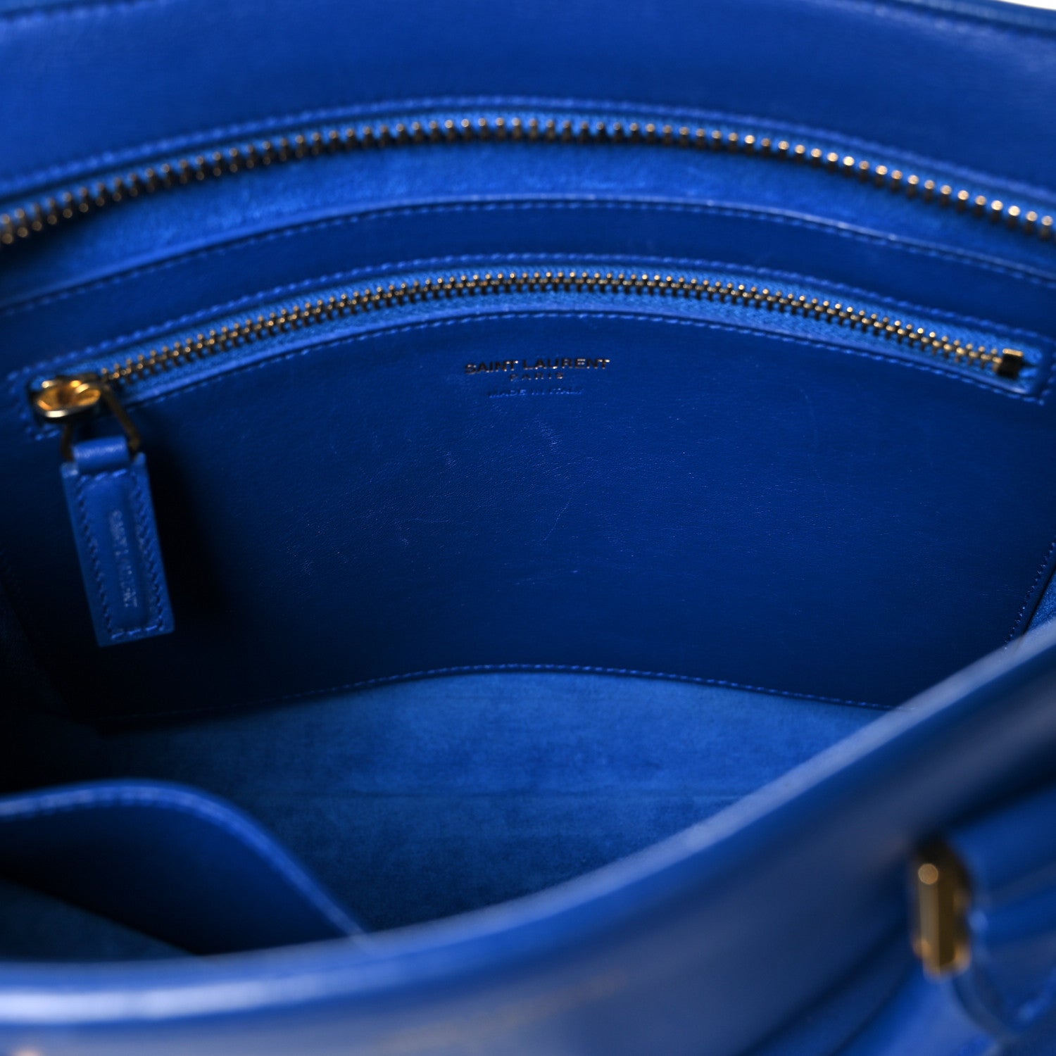 Saint Laurent Calfskin Small Monogram Cabas Blue Majorelle 15 of 15