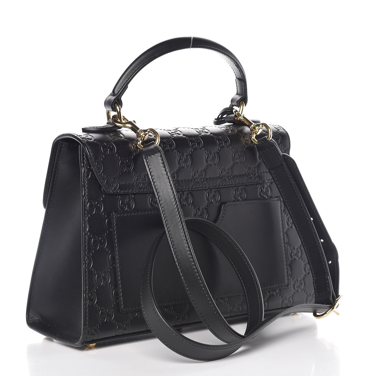 Guccissima Signature Small Padlock Top Handle Bag Black