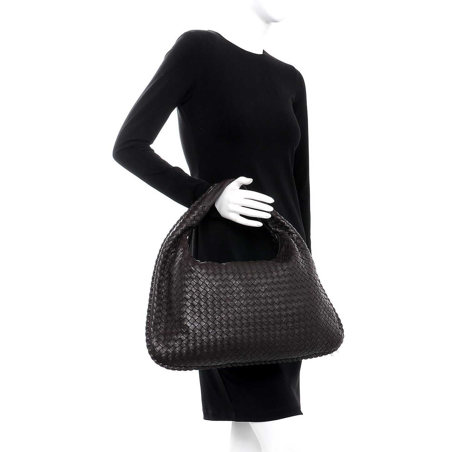 Nappa Intrecciato Large Veneta Hobo Ebano