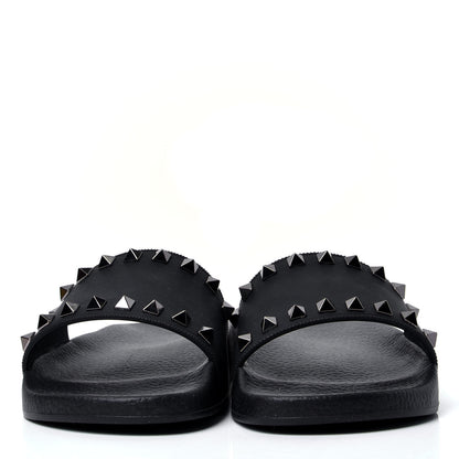 Valentino Garavani Rubber Rockstud Slide Sandals 35 Black 2 of 5