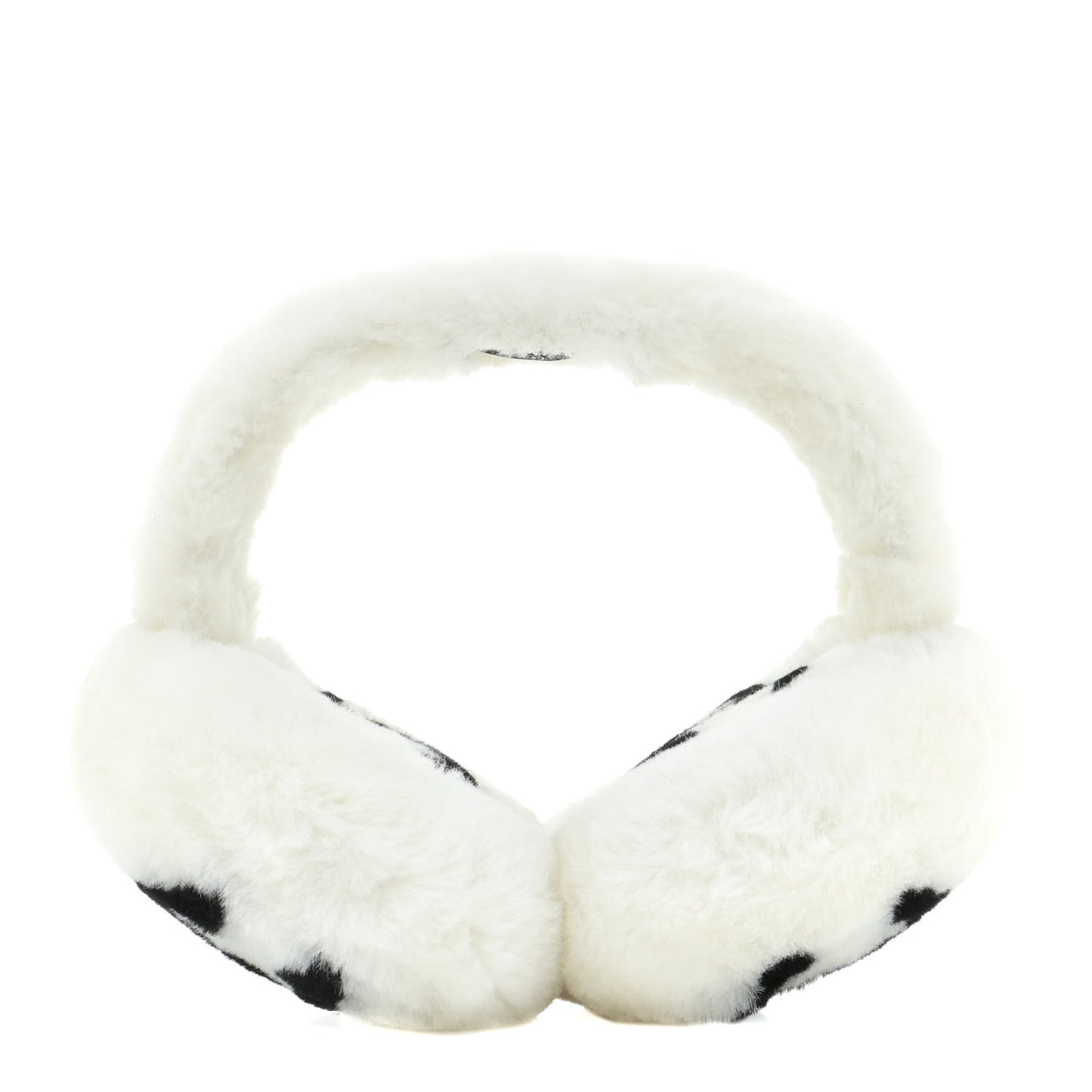 Shearling CC Ear Muffs White Black