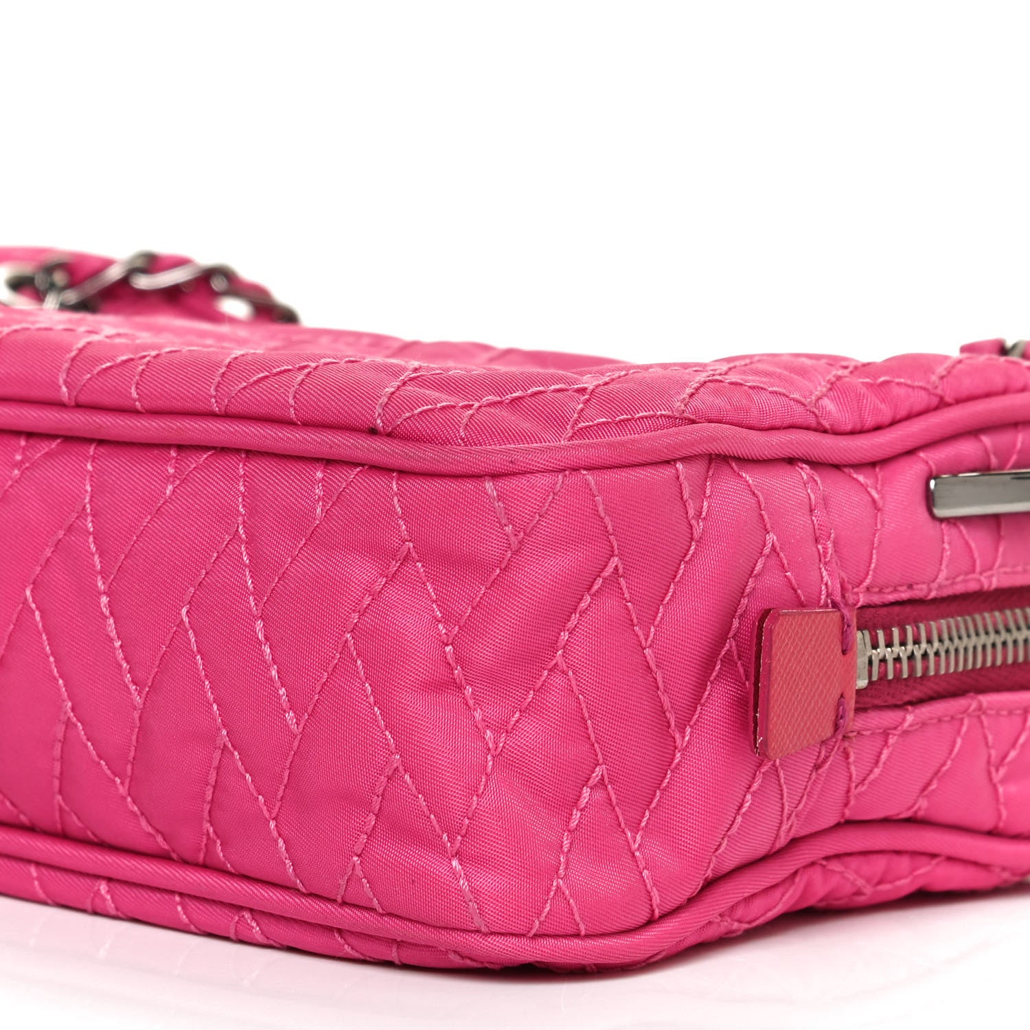 Prada Nylon Tessuto Impuntu Quilted Shoulder Bag Fuxia 11 of 13