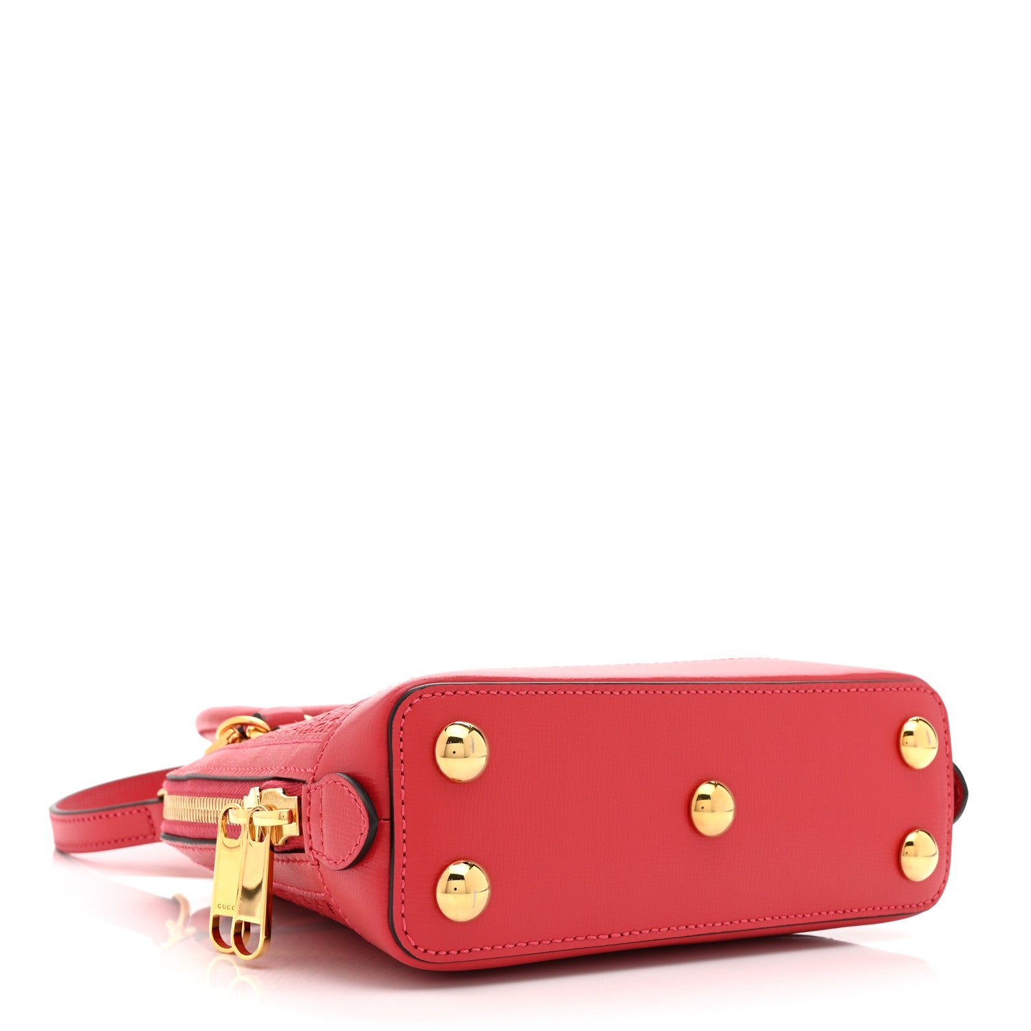 Gucci Straw Azalea Calfskin Woven Mini Horsebit 1955 Top Handle Bag Coral Wave Black 4 of 12