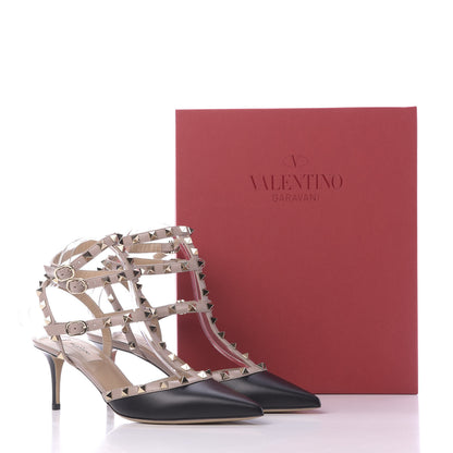 Valentino Garavani Calfskin Nappa Rockstud Ankle Strap 65mm Pumps 40 Black Poudre 12 of 12