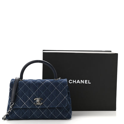 Chanel Denim Quilted Small Coco Handle Flap Blue 11 of 11