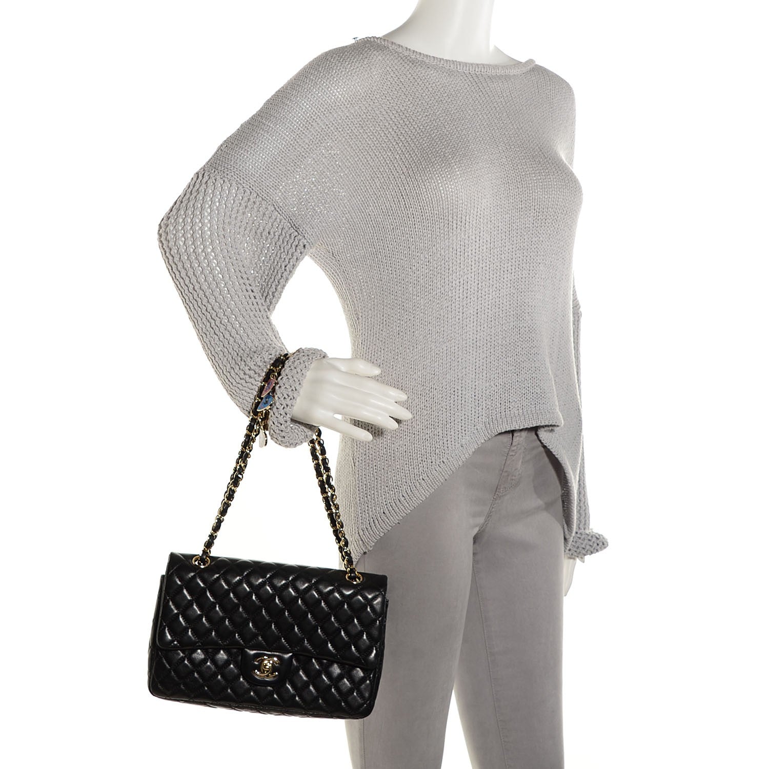 Chanel Lambskin Quilted Valentine Charms Medium Single Flap Black 2 of 8