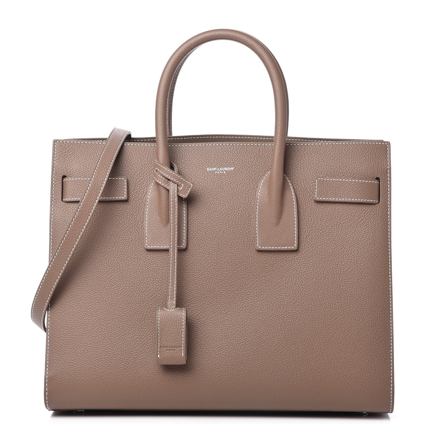 Saint Laurent Grained Calfskin Topstitch Small Classic Sac De Jour Taupe 1 of 10