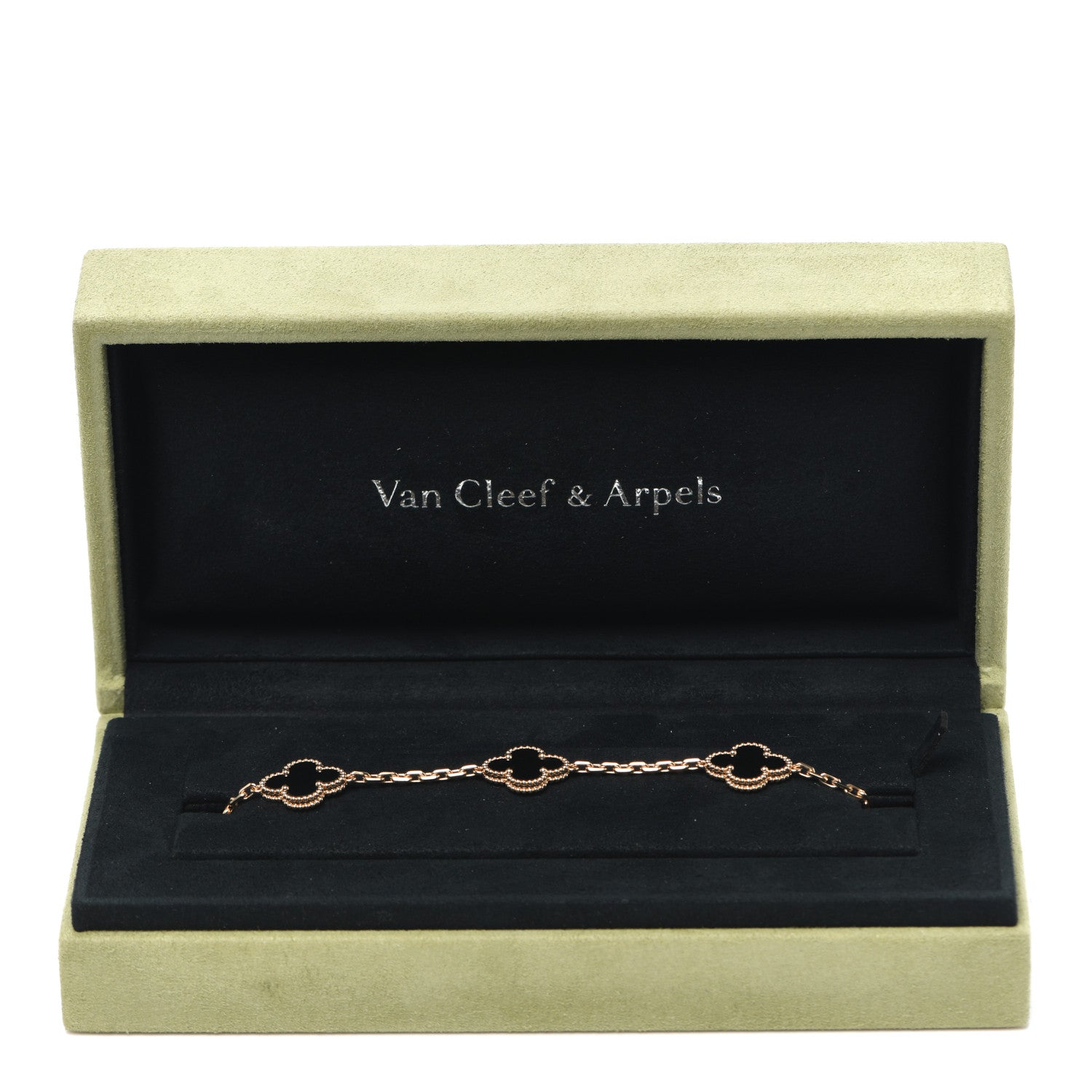 Van Cleef & Arpels 18K Yellow Gold Black Onyx 5 Motifs Vintage Alhambra Bracelet 7 of 7