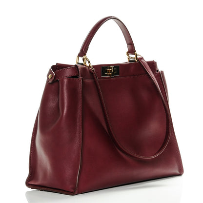 Fendi Vitello Dolce Marmol Large Peekaboo Iconic Satchel Bordeaux Graphite 3 of 7