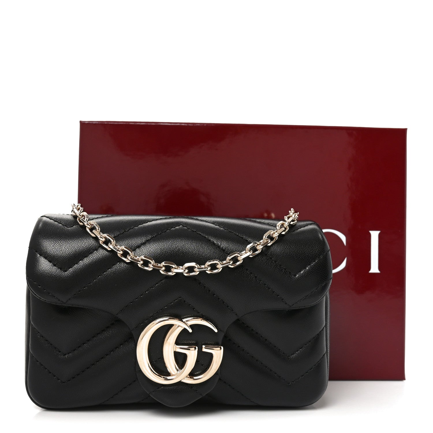 Gucci Lambskin Matelasse Mini GG Marmont Shoulder Bag Black 11 of 11