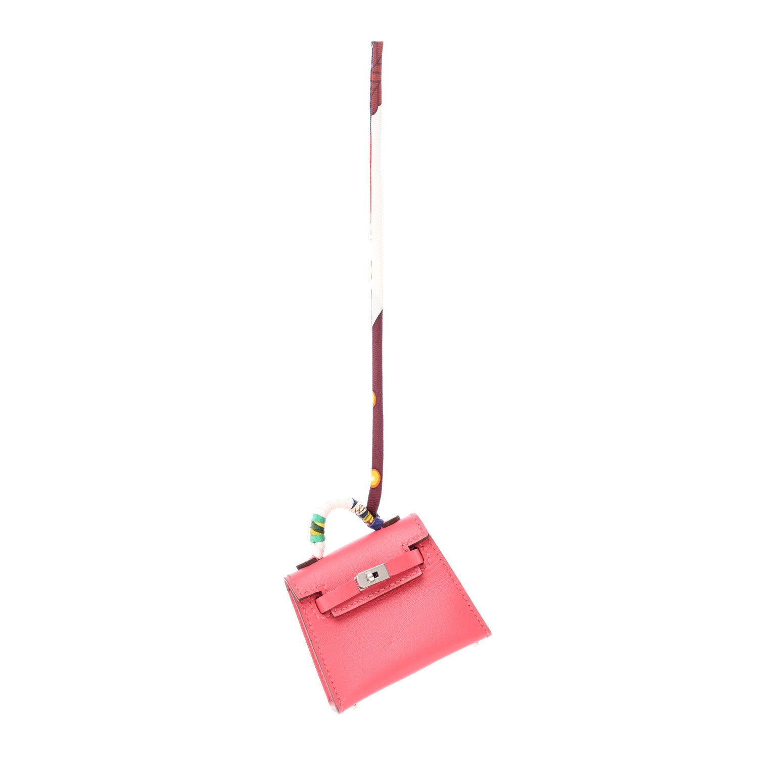 Hermes Tadelakt Mini Kelly Twilly Bag Charm Rose Lipstick 1 of 7