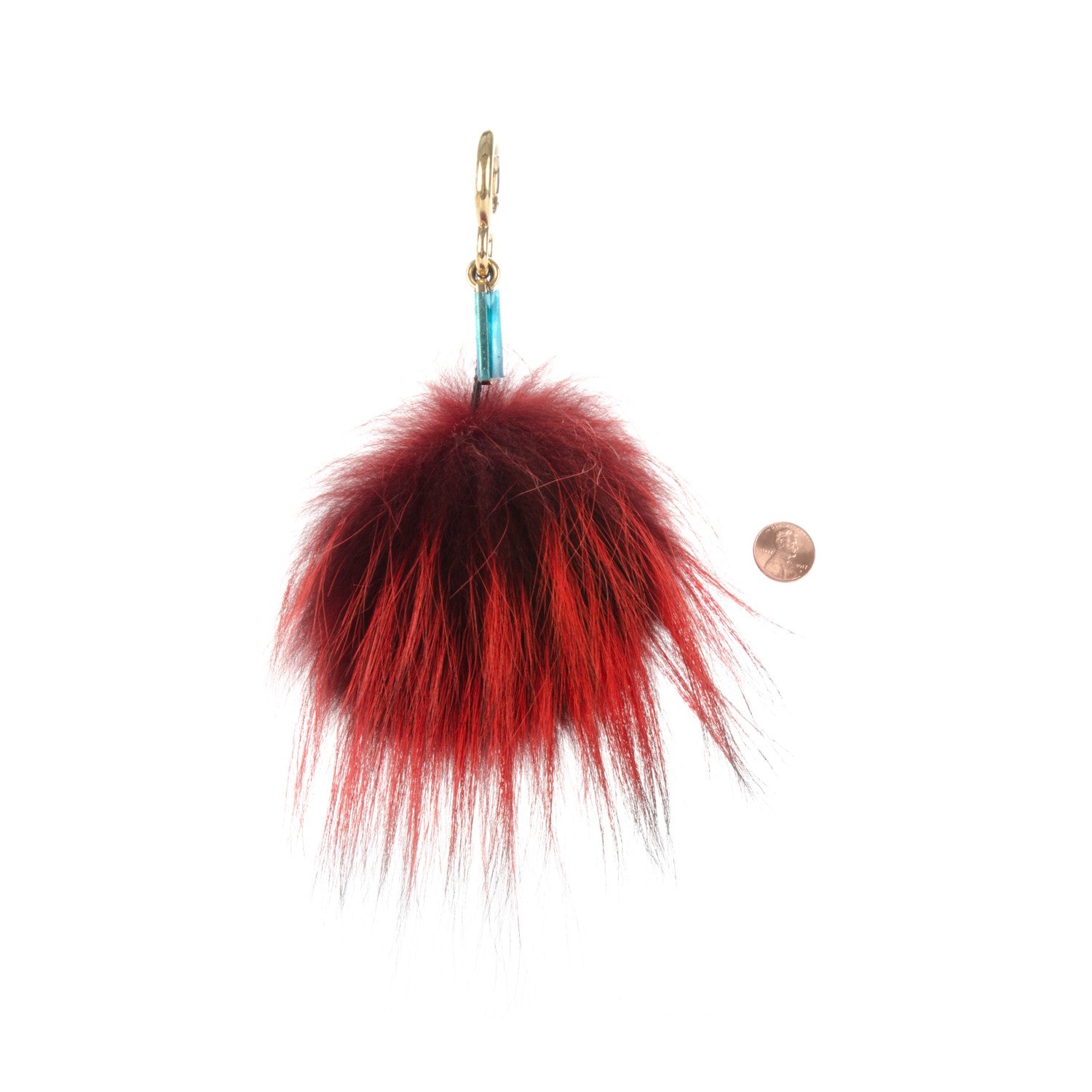 Fendi Rabbit Mink Fox Fur Hearty Monster Bag Bug Charm Red Pink 2 of 4