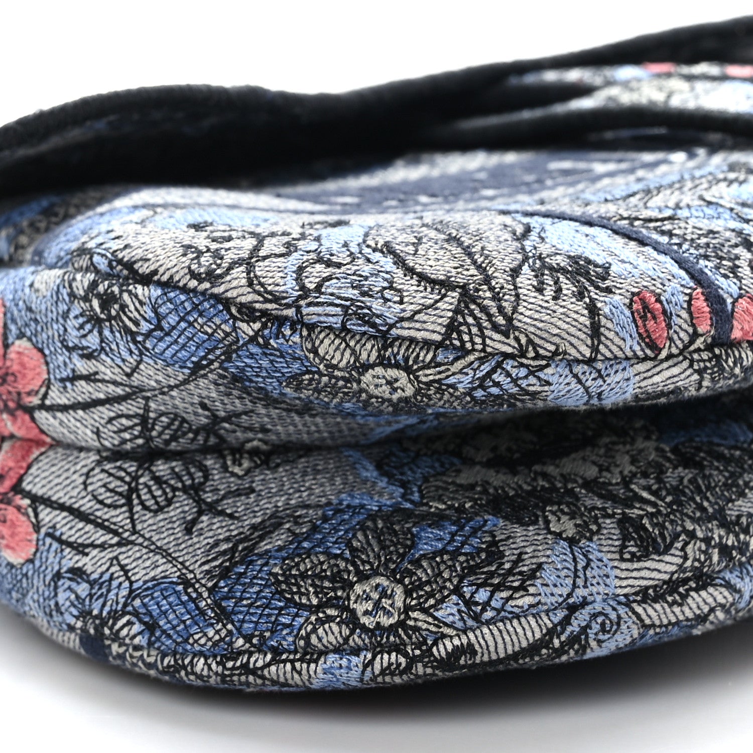 Christian Dior Canvas Embroidered Jardin Magique Saddle Bag Denim Multicolor 8 of 9