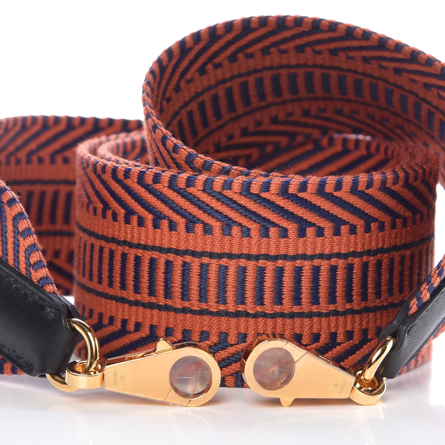 Hermes Toile Swift 50mm Sangle Cavale Shoulder Strap Bleu Indigo Terre Battue Black 4 of 5