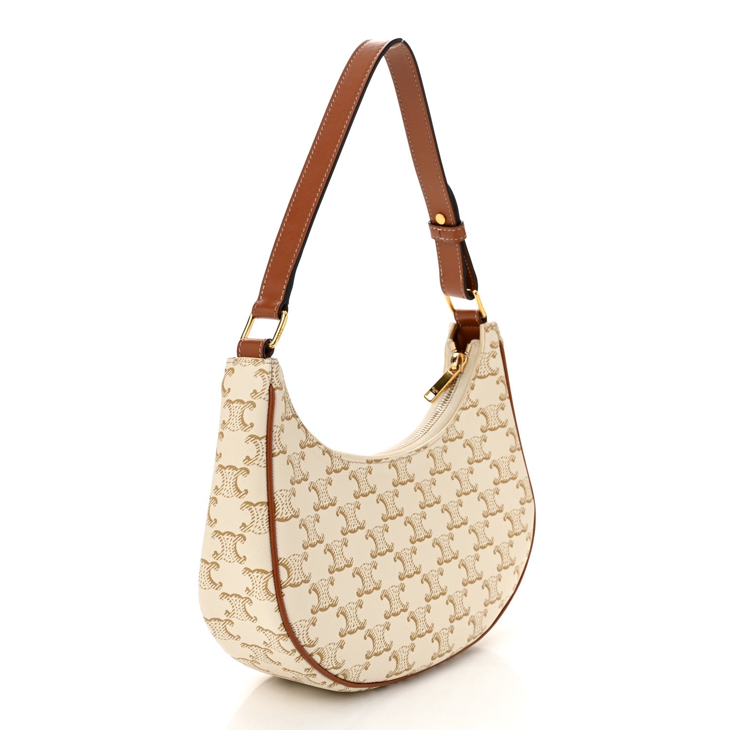 Celine Canvas Calfskin Ava Triomphe Shoulder Bag White 3 of 10