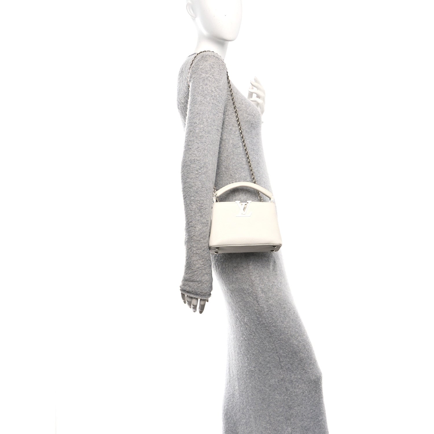 Louis Vuitton Taurillon Mini Capucines Monochrome  White 2 of 12
