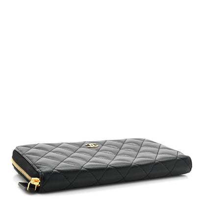 Chanel Lambskin Quilted Large Gusset Zip Around Wallet Black 4 of 14