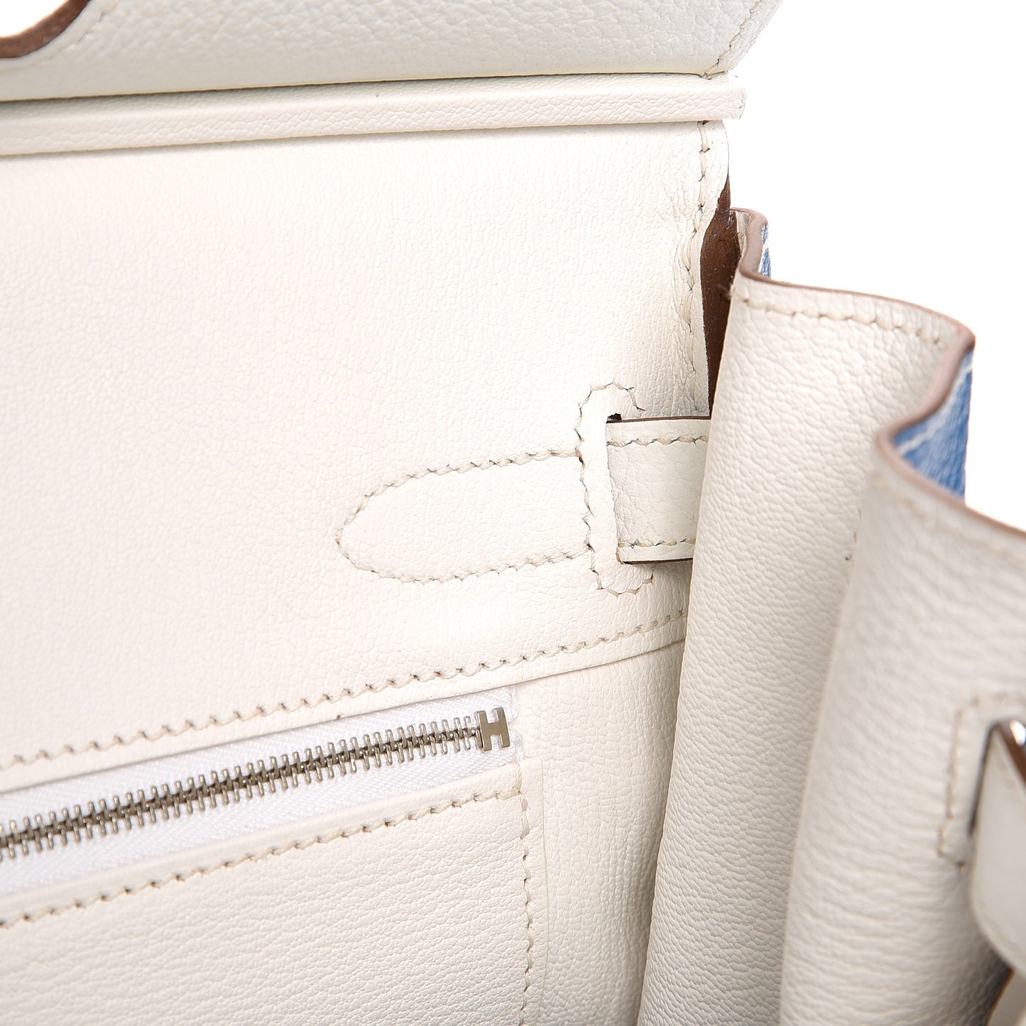 Taurillon Clemence Bi-Color Birkin 30 Mykonos White