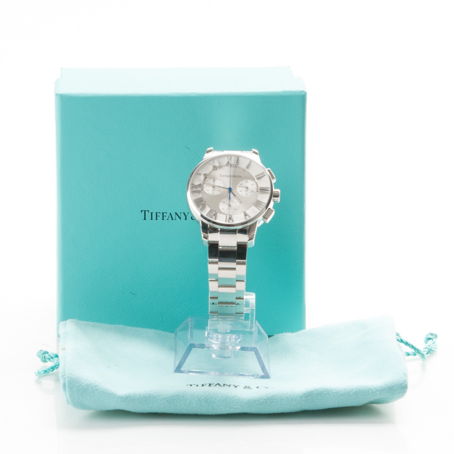 Tiffany Stainless Steel 36mm Atlas Dome Chronograph Quartz Watch 10 of 10