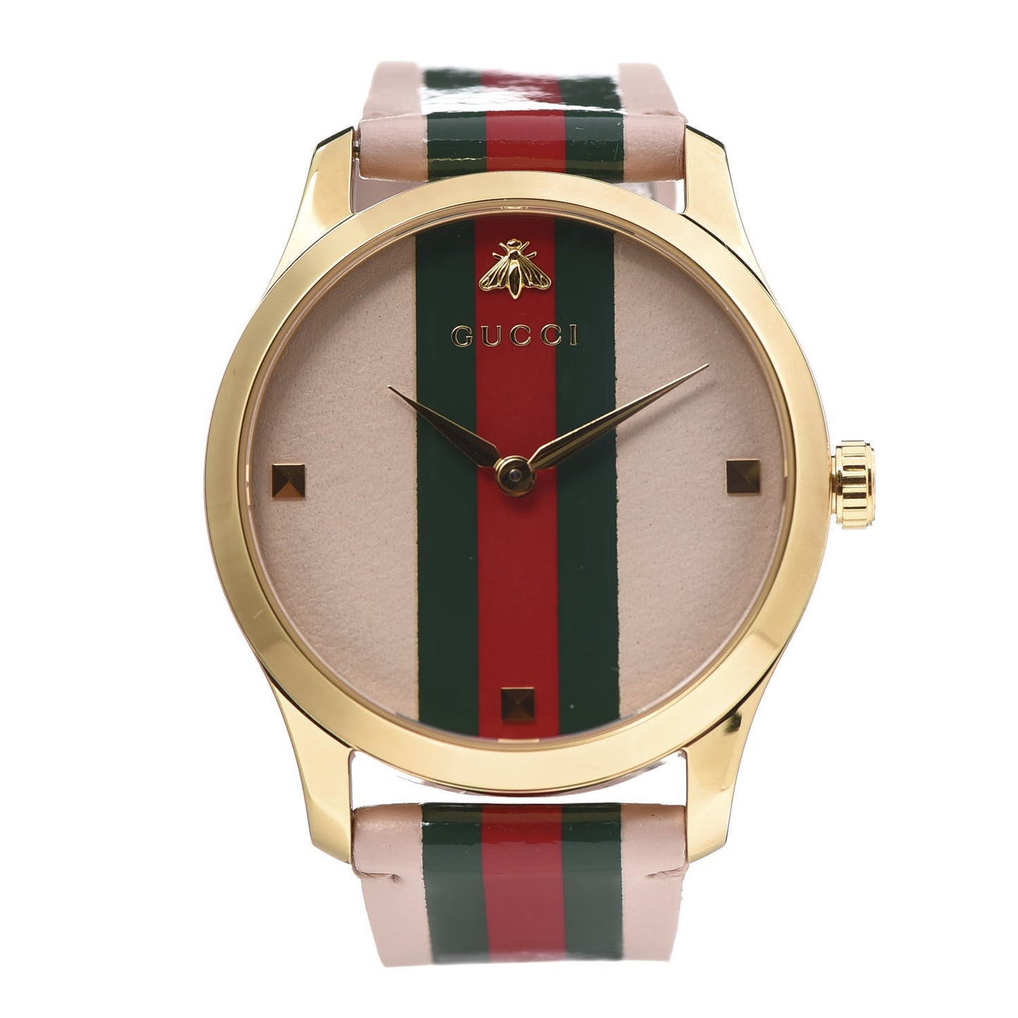 Stainless Steel Calfskin 38mm G-Timeless Stripe Web Quartz Watch Pink