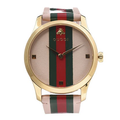 Gucci Stainless Steel Calfskin 38mm G-Timeless Stripe Web Quartz Watch Pink 1 of 6
