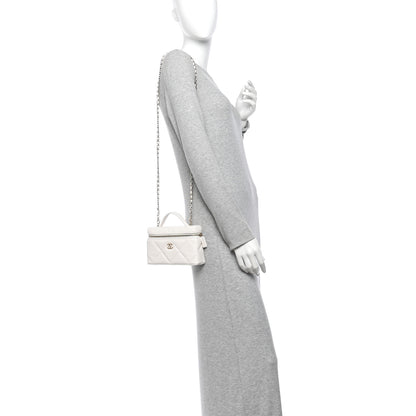 Chanel Caviar Quilted Top Handle Slim Vanity With Chain White 2 of 14