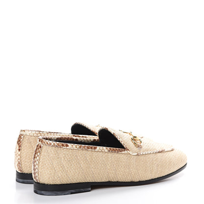 Gucci Raffia Elaphe Matelasse Horsebit Womens Jordaan Loafers 37 Natural Cream Brown 4 of 8